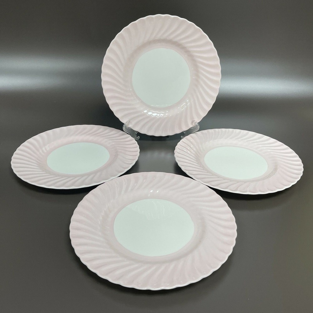 Minton‎ Dinner Plates Swirl Edge Pink White 10 5/8" Lot of 4